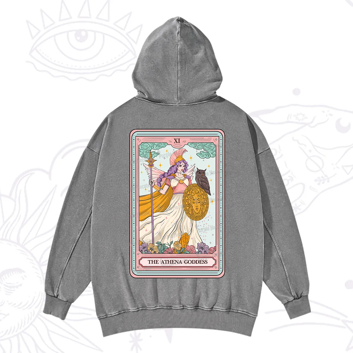 Purplehecate The Athena Goddess Tarot Washed Hoodie