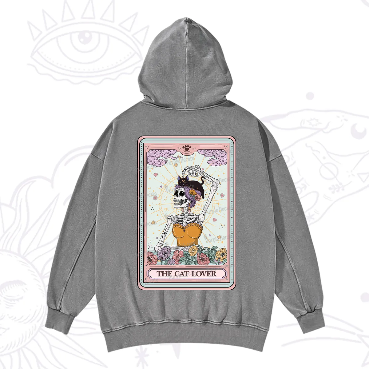 Purplehecate The Cat Lover Tarot Washed Hoodie