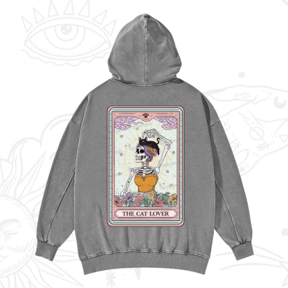 Purplehecate The Cat Lover Tarot Washed Hoodie