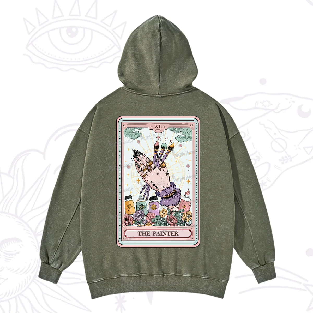 Purplehecate The Occult Painter Tarot Washed Hoodie