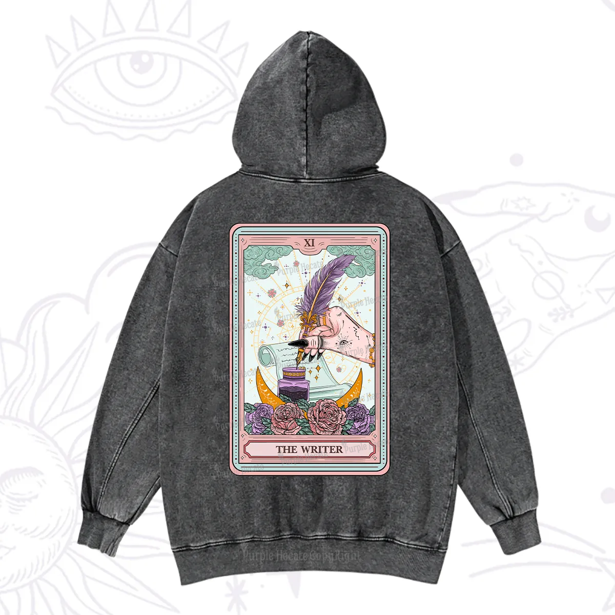 Purplehecate The Writer Tarot Washed Hoodie