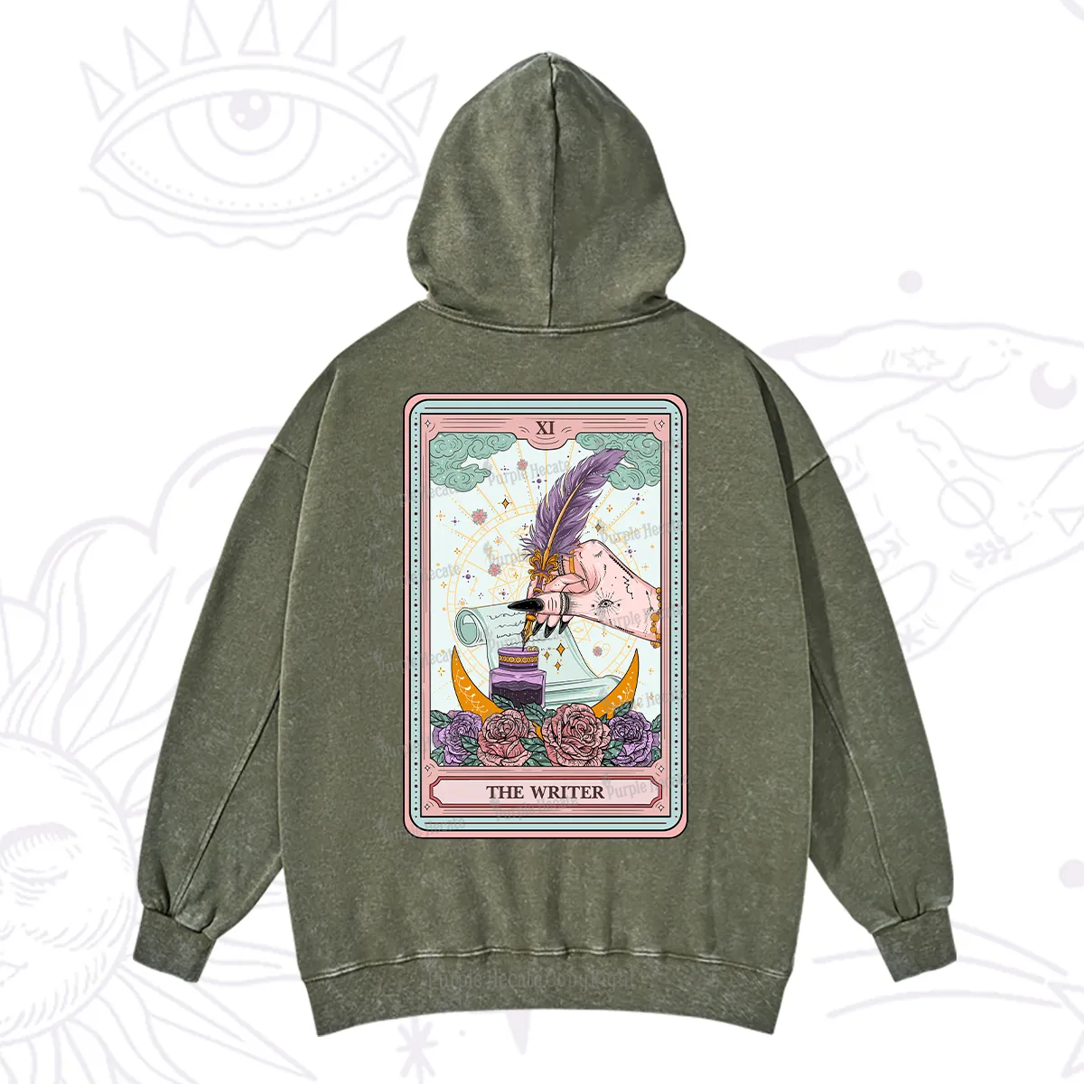 Purplehecate The Writer Tarot Washed Hoodie