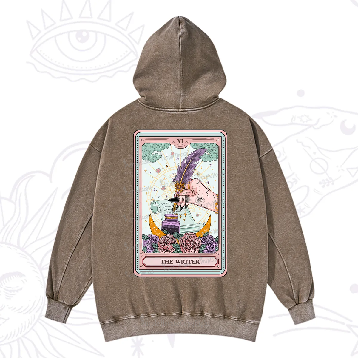 Purplehecate The Writer Tarot Washed Hoodie