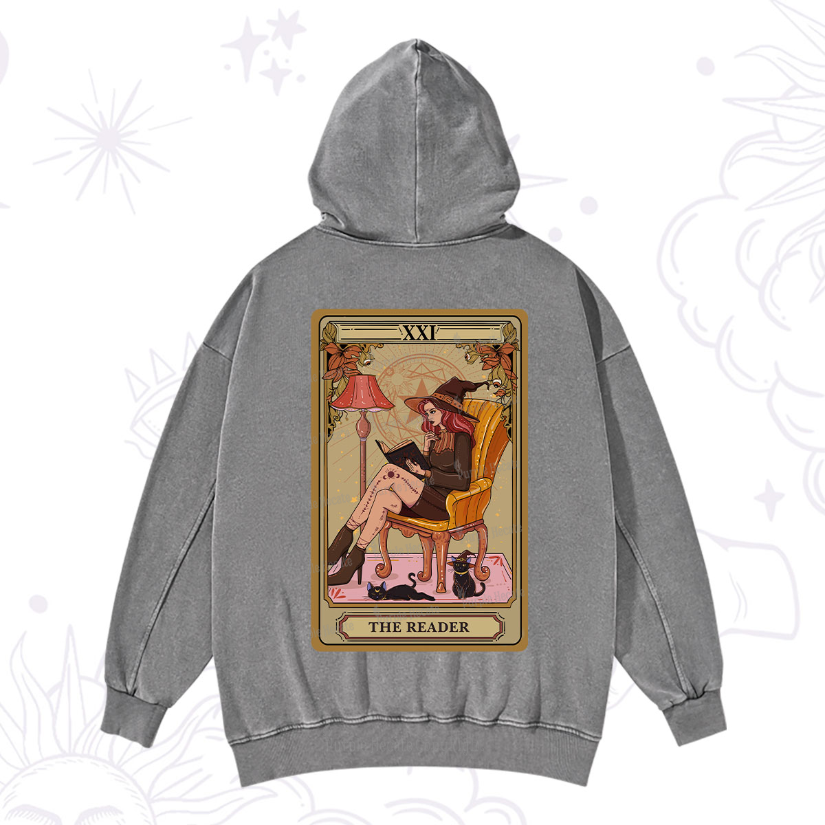 Purplehecate The Reader-Cat Mom Tarot Washed Hoodie