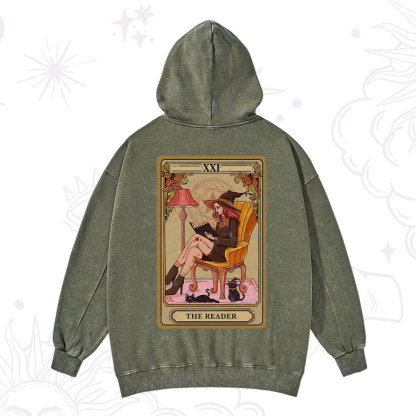 Purplehecate The Reader-Cat Mom Tarot Washed Hoodie