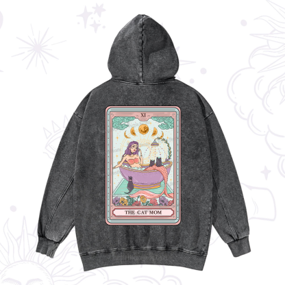 Purplehecate The Cat Mermaid Mom Tarot Card Washed Hoodie