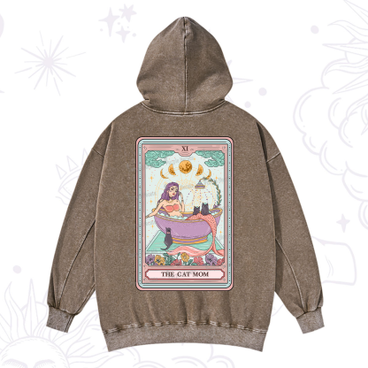 Purplehecate The Cat Mermaid Mom Tarot Card Washed Hoodie
