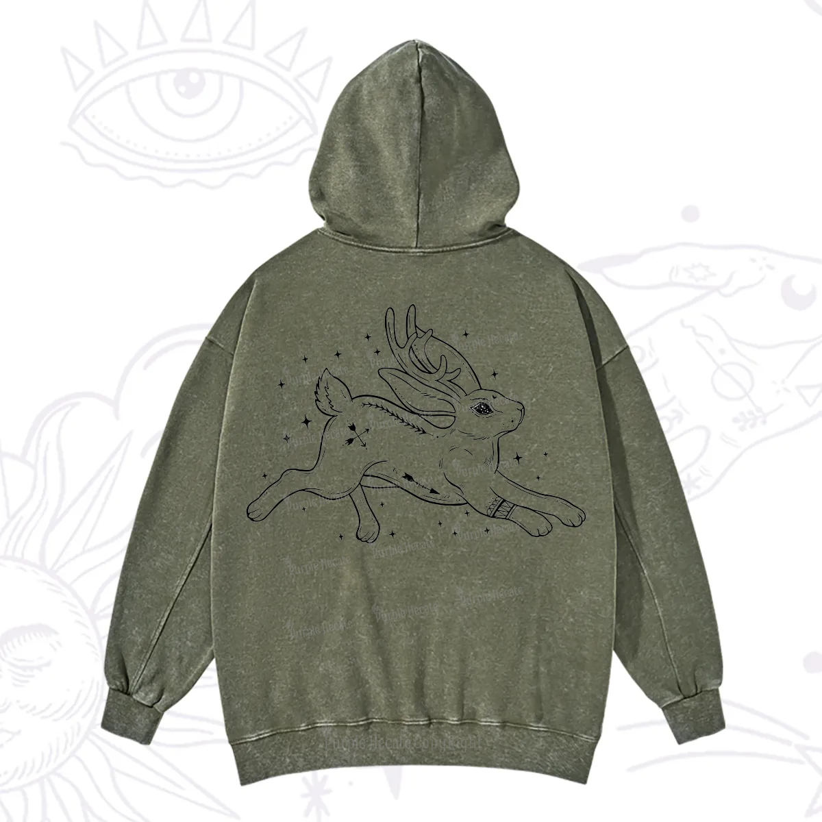Purplehecate Starwitch Familiar Washed Hoodie