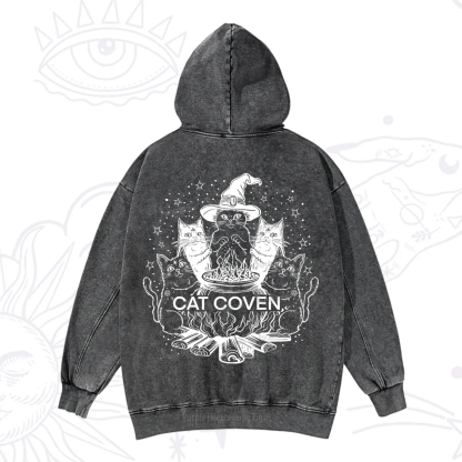 Purplehecate Witchy Cat Coven Washed Hoodie
