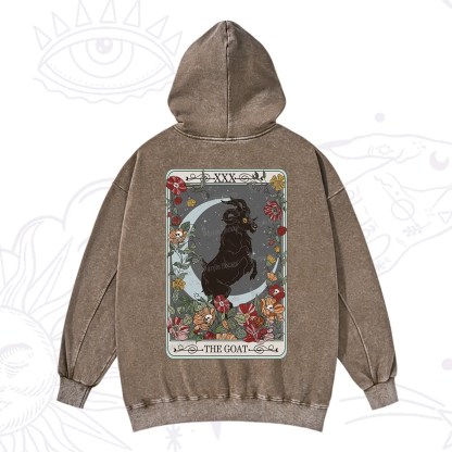 Purplehecate The Goat Tarot Card Washed Hoodie