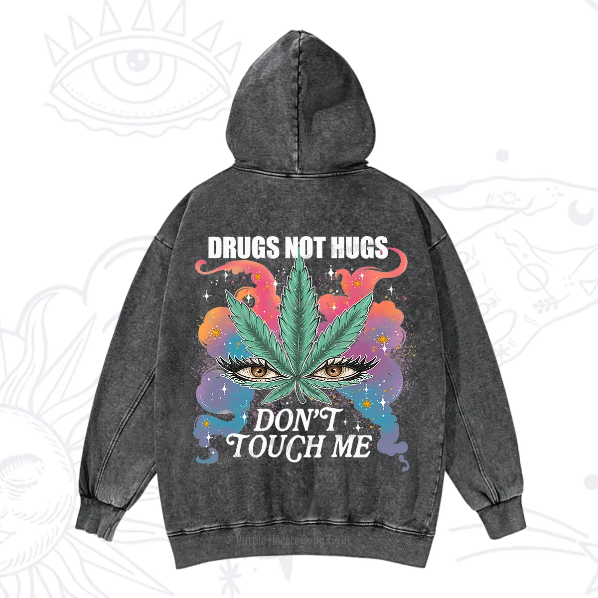 Purplehecate Drugs Not Hugs Washed Hoodie