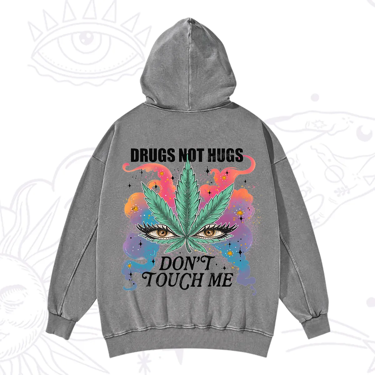 Purplehecate Drugs Not Hugs Washed Hoodie