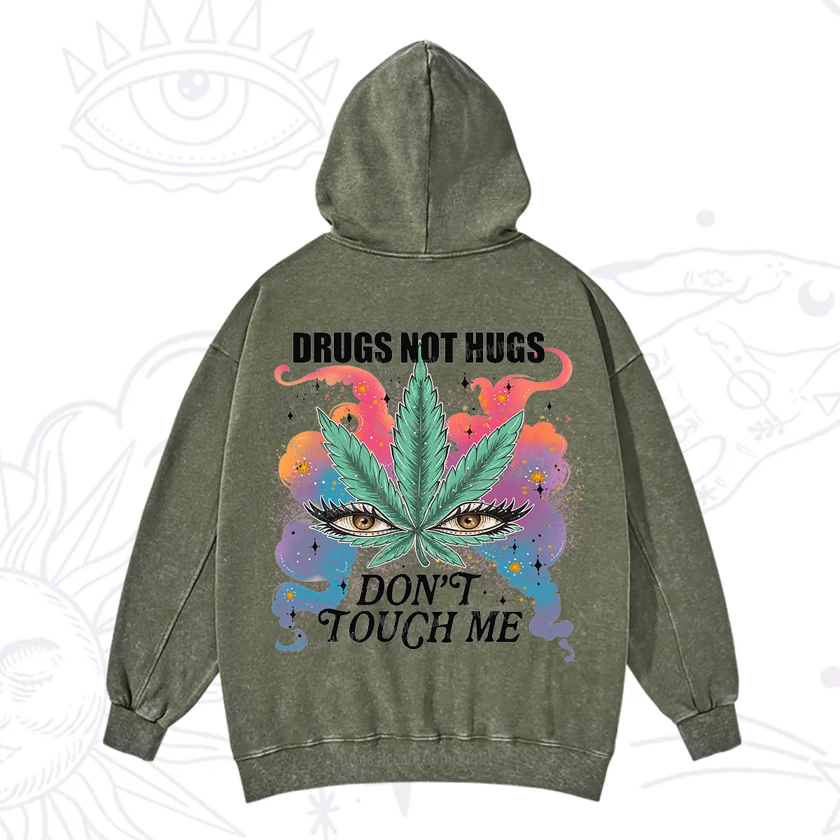 Purplehecate Drugs Not Hugs Washed Hoodie