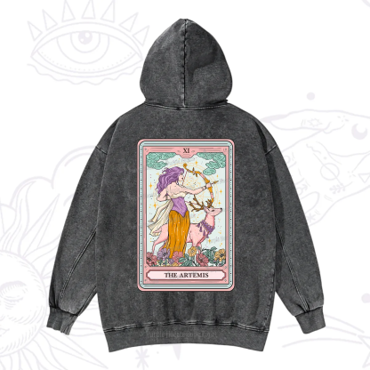 Purplehecate The Artemis Tarot Card Washed Hoodie