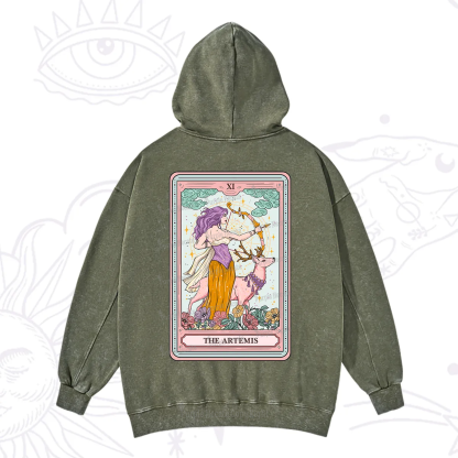Purplehecate The Artemis Tarot Card Washed Hoodie