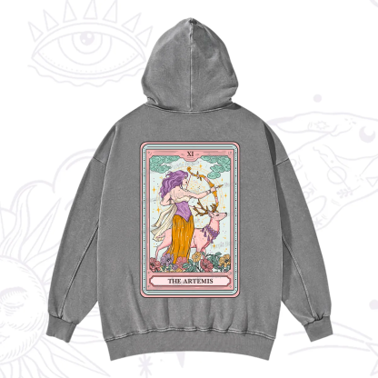 Purplehecate The Artemis Tarot Card Washed Hoodie