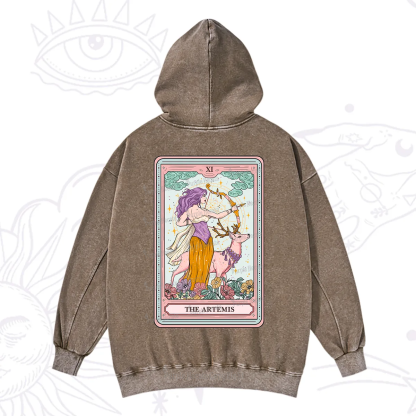 Purplehecate The Artemis Tarot Card Washed Hoodie