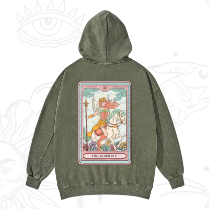 Purplehecate The Audacity Winged Goddess Tarot Card Washed Hoodie