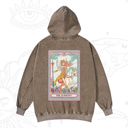Purplehecate The Audacity Winged Goddess Tarot Card Washed Hoodie