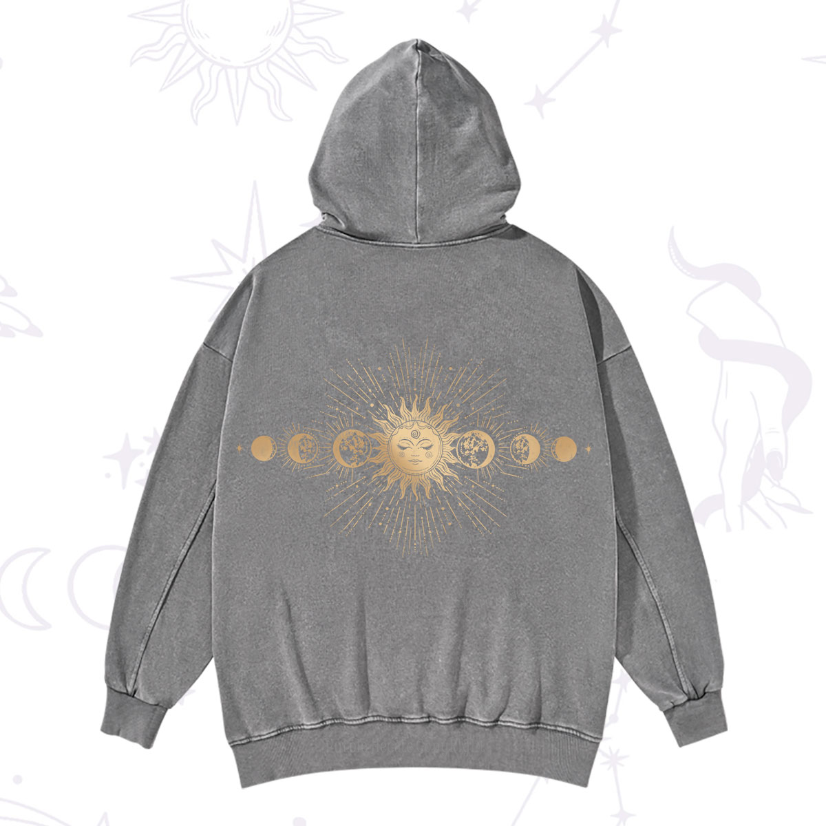 Purplehecate Mystical Moon And Sun Washed Hoodie