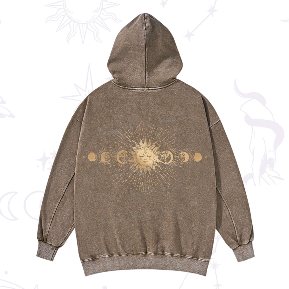 Purplehecate Mystical Moon And Sun Washed Hoodie