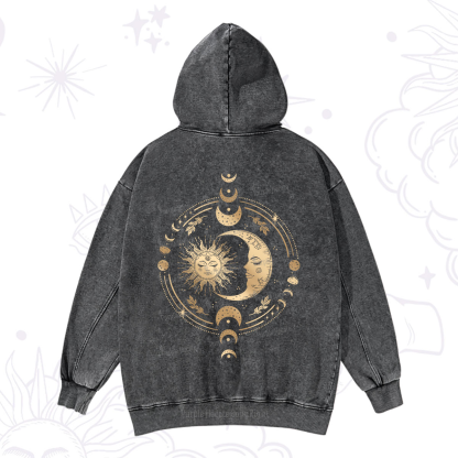 Purplehecate Celestial Sun and Moon Washed Hoodie