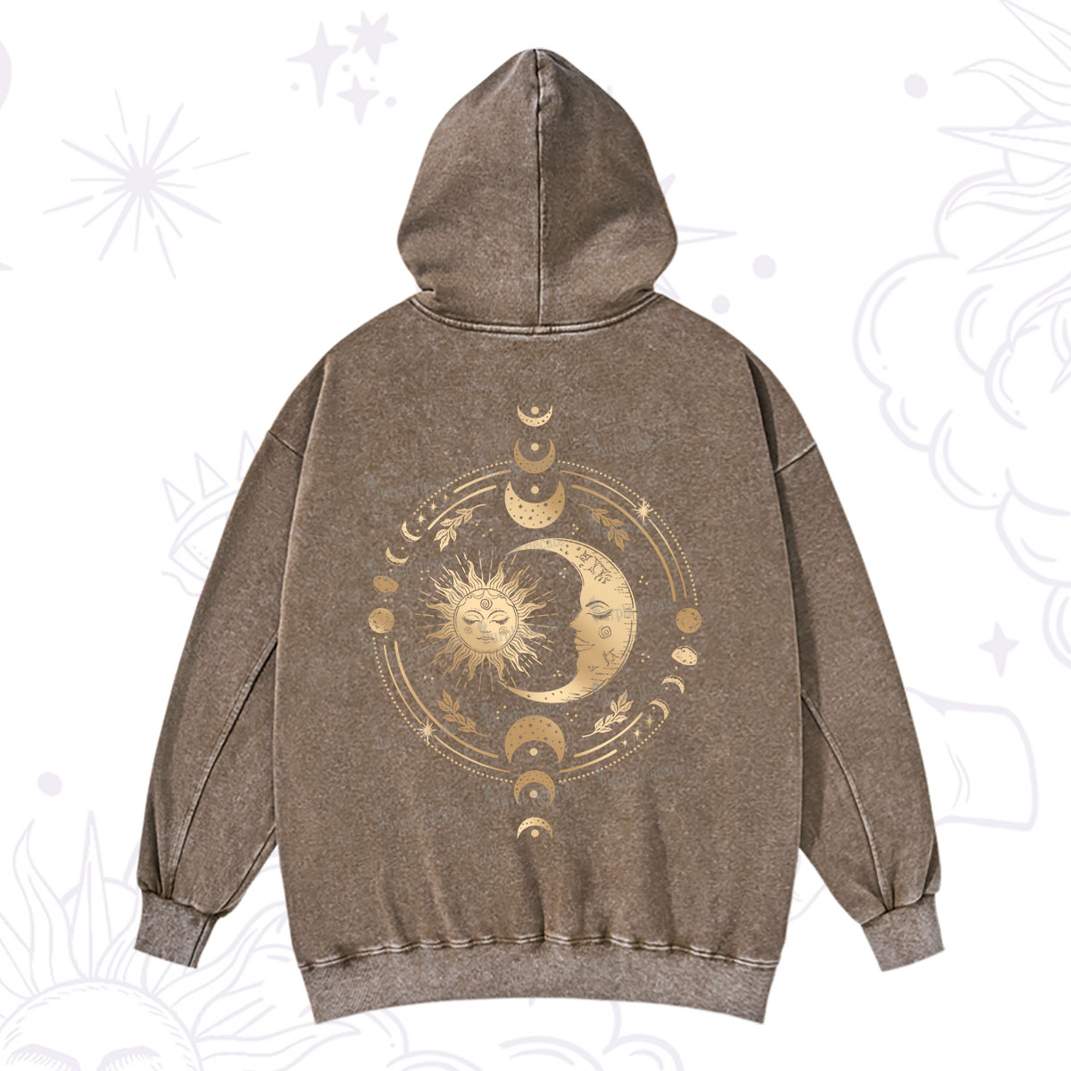 Purplehecate Celestial Sun and Moon Washed Hoodie
