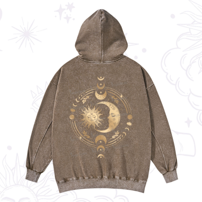 Purplehecate Celestial Sun and Moon Washed Hoodie