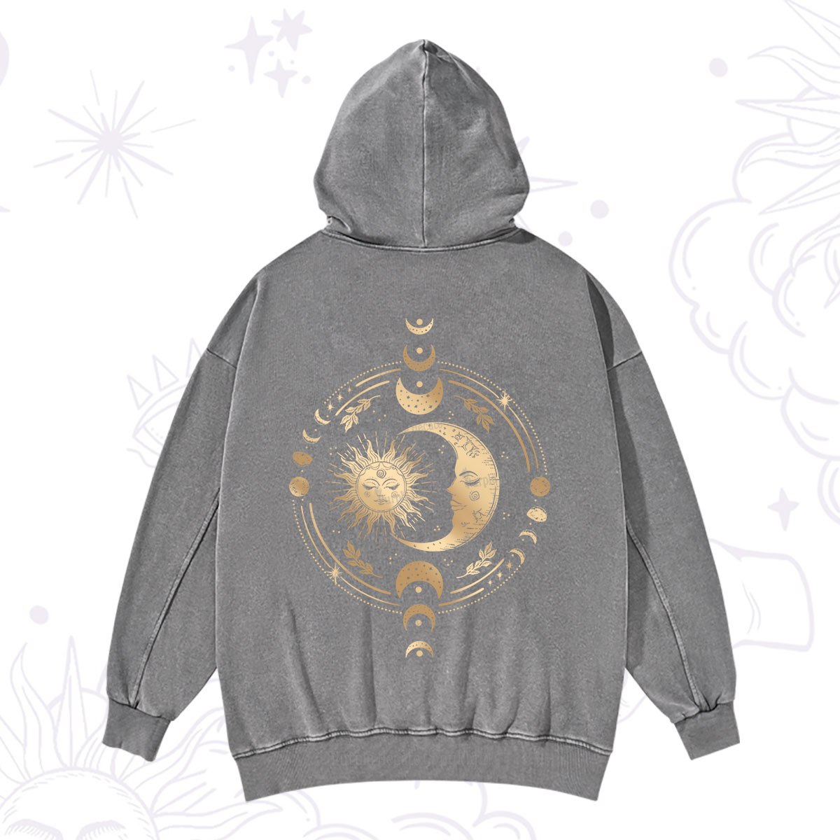 Purplehecate Celestial Sun and Moon Washed Hoodie