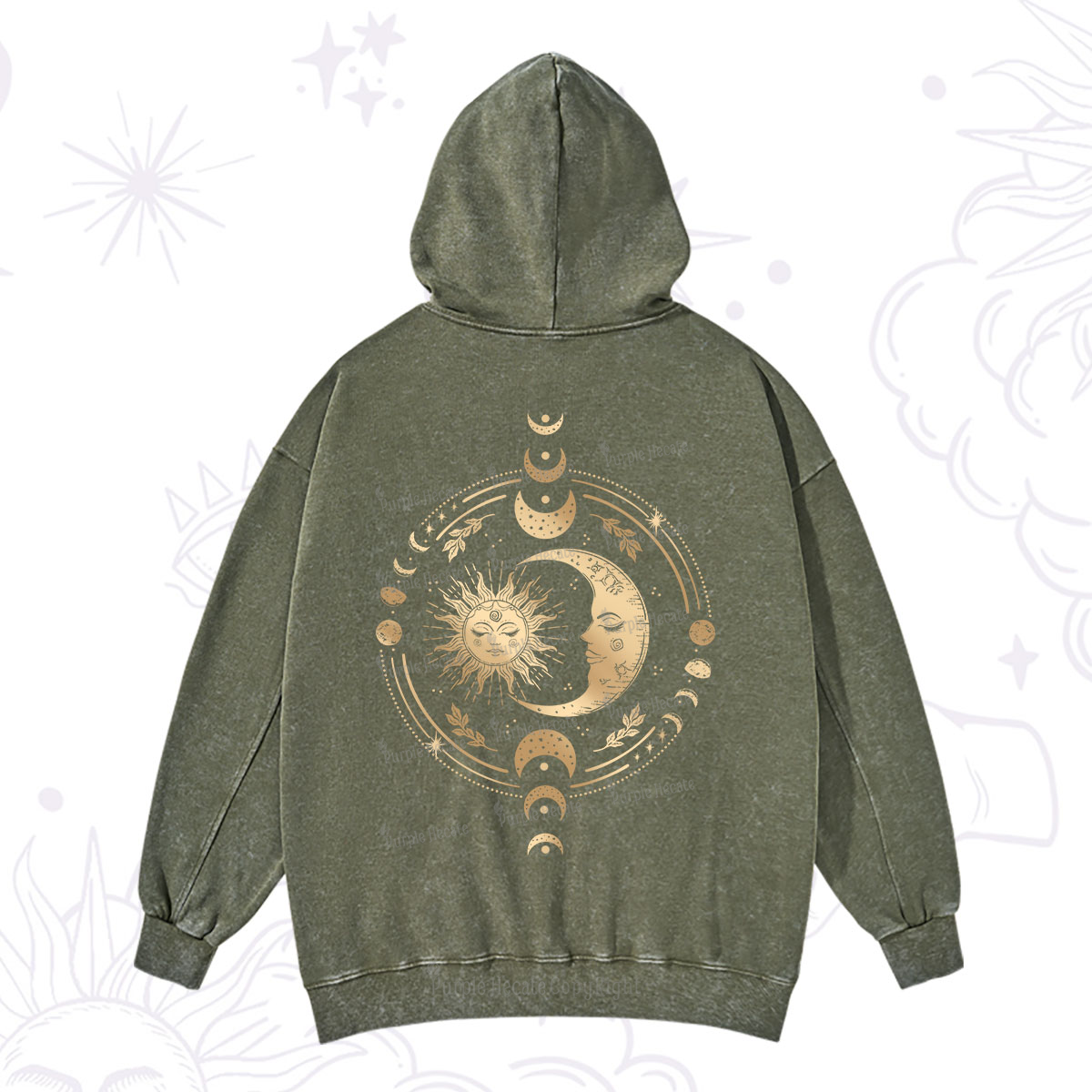 Purplehecate Celestial Sun and Moon Washed Hoodie
