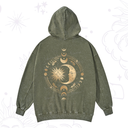 Purplehecate Celestial Sun and Moon Washed Hoodie