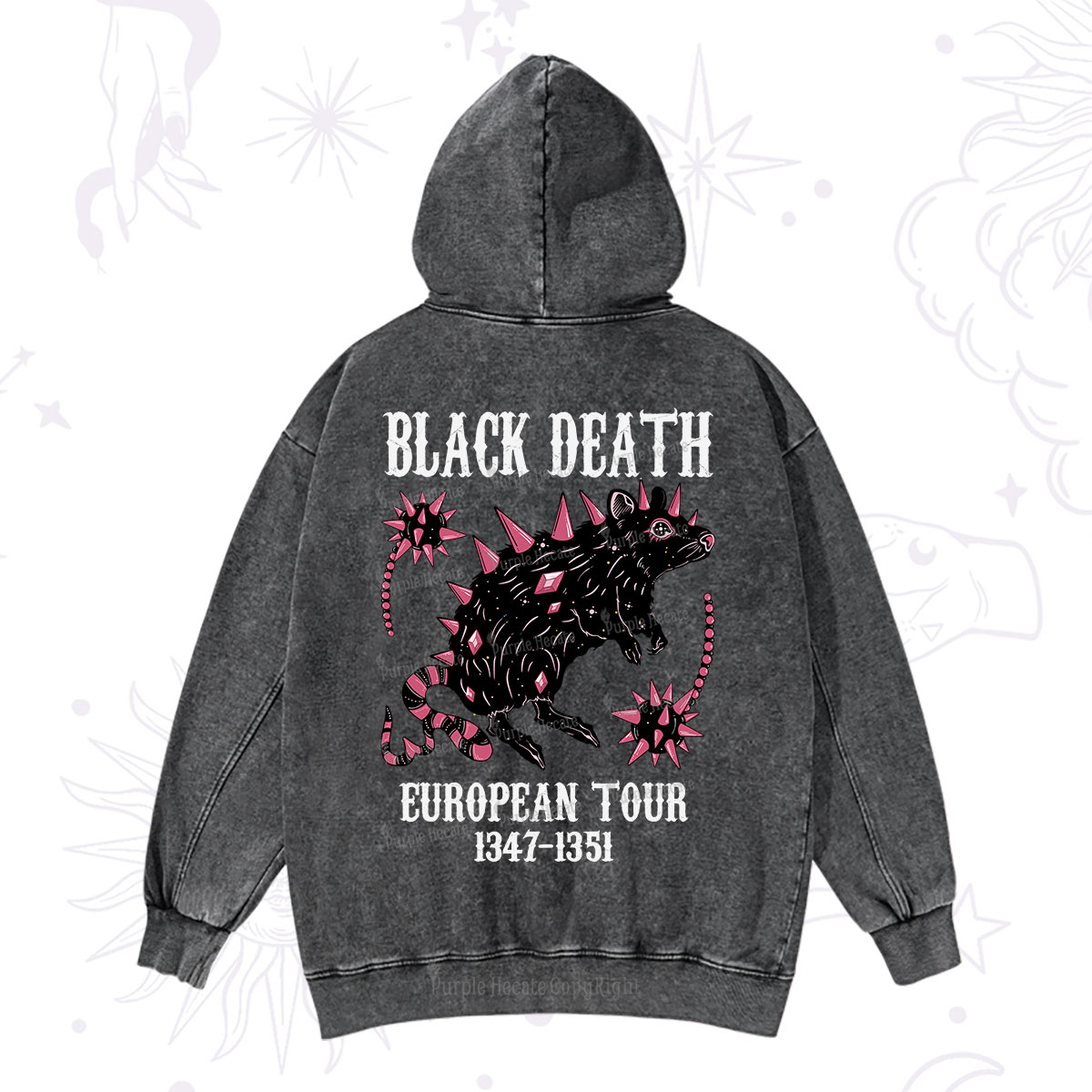 Purplehecate Black Death Washed Hoodie