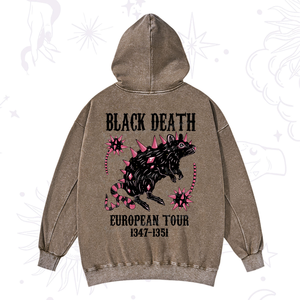 Purplehecate Black Death Washed Hoodie