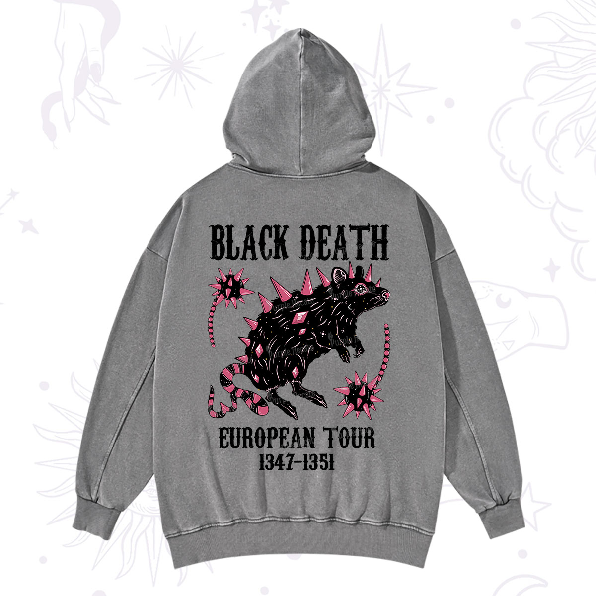 Purplehecate Black Death Washed Hoodie