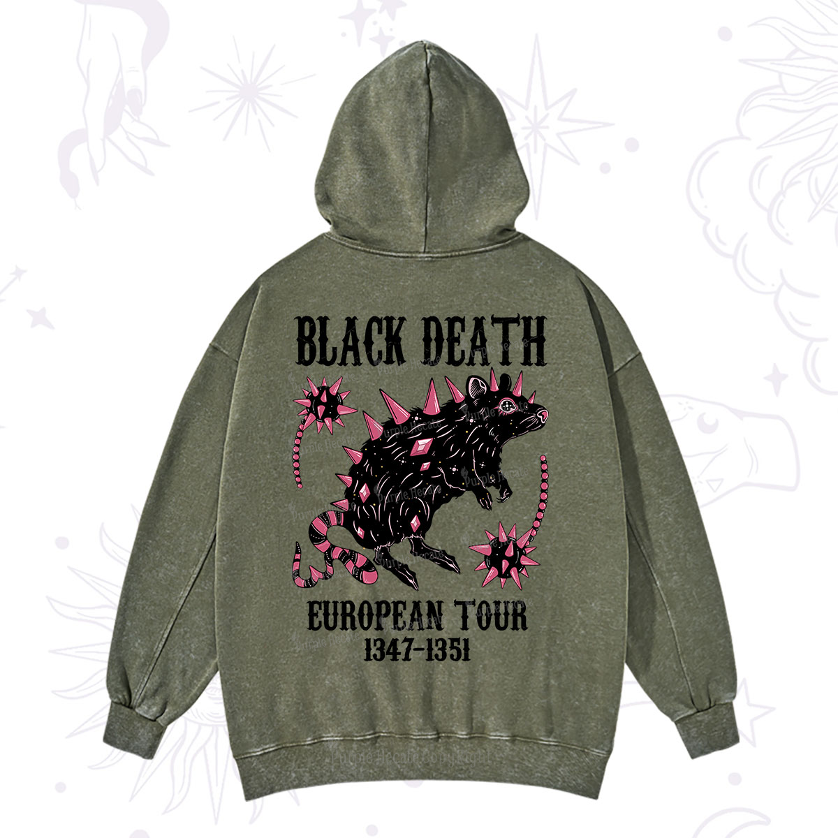 Purplehecate Black Death Washed Hoodie