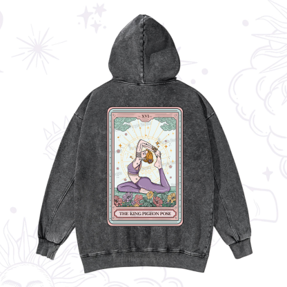 Purplehecate The King Pigeon Pose Tarot Card Washed Hoodie