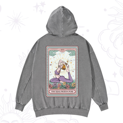 Purplehecate The King Pigeon Pose Tarot Card Washed Hoodie