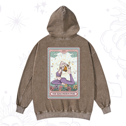 Purplehecate The King Pigeon Pose Tarot Card Washed Hoodie