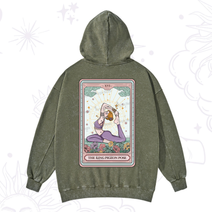 Purplehecate The King Pigeon Pose Tarot Card Washed Hoodie