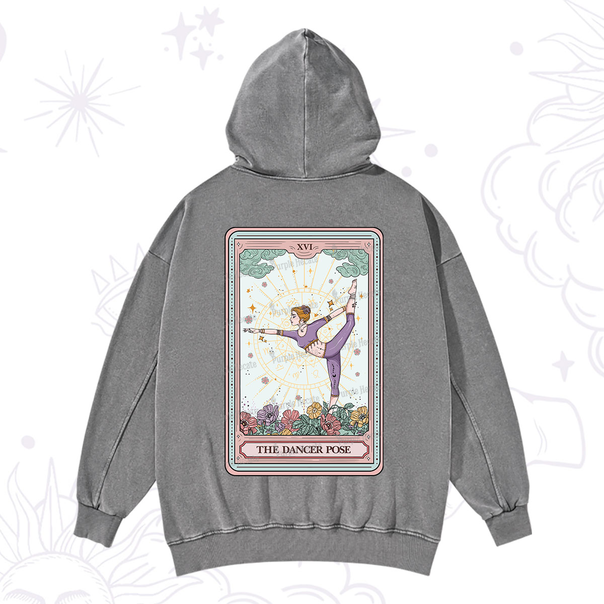 Purplehecate The Dancer Pose Tarot Card Washed Hoodie