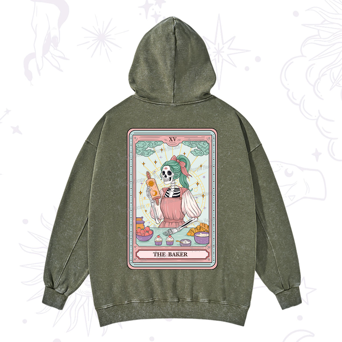Purplehecate The Bakery Tarot Card Washed Hoodie