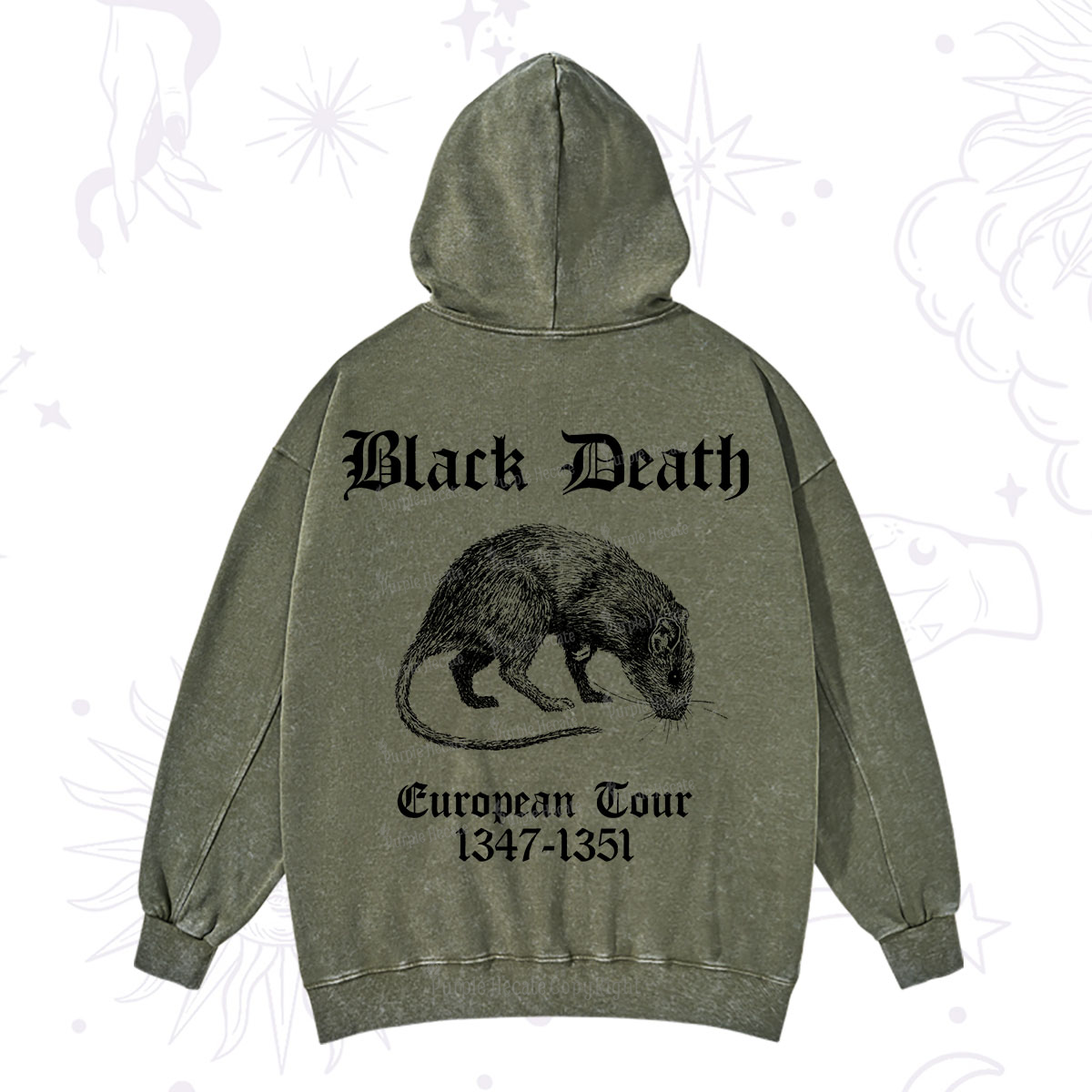 Purplehecate Black Death European Tour Washed Hoodie