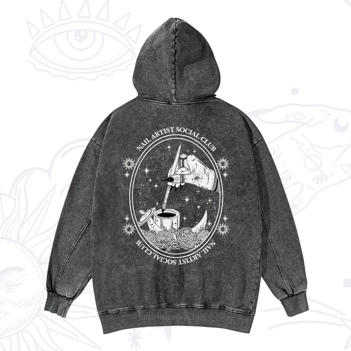 Purplehecate Nail Artist Social Club Washed Hoodie