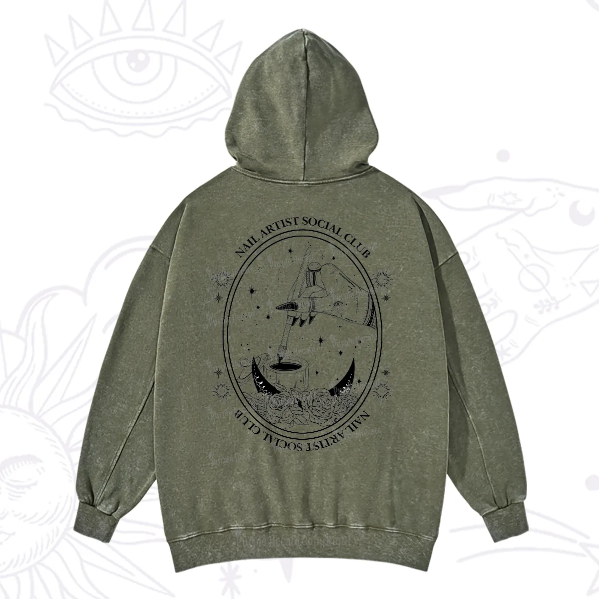 Purplehecate Nail Artist Social Club Washed Hoodie