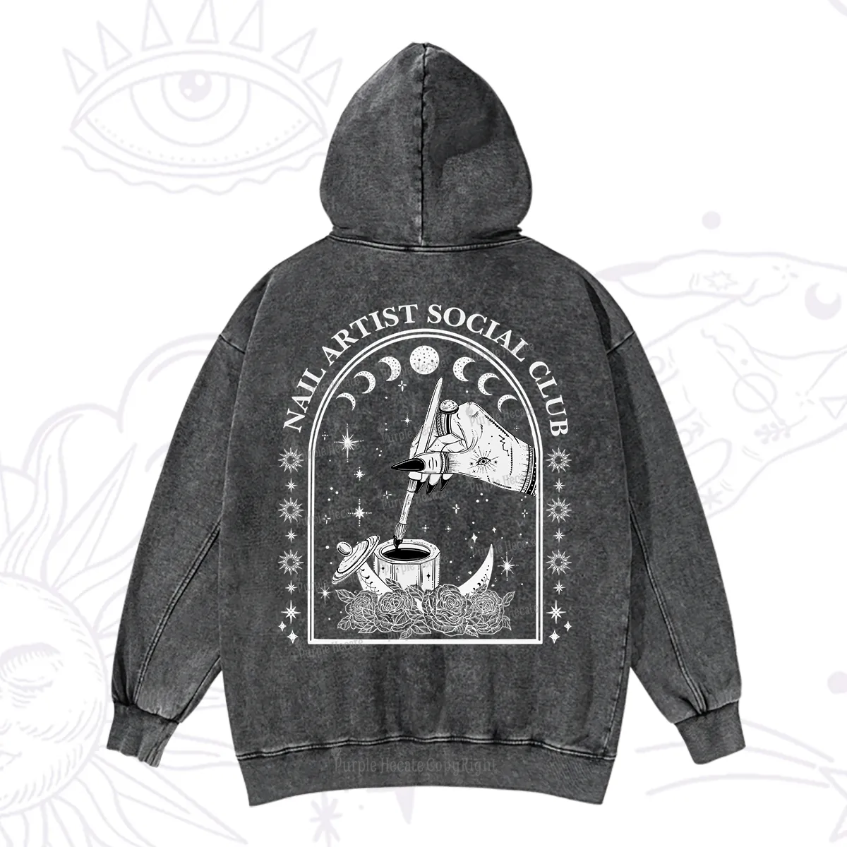 Purplehecate Nail Artist Club Collective Washed Hoodie