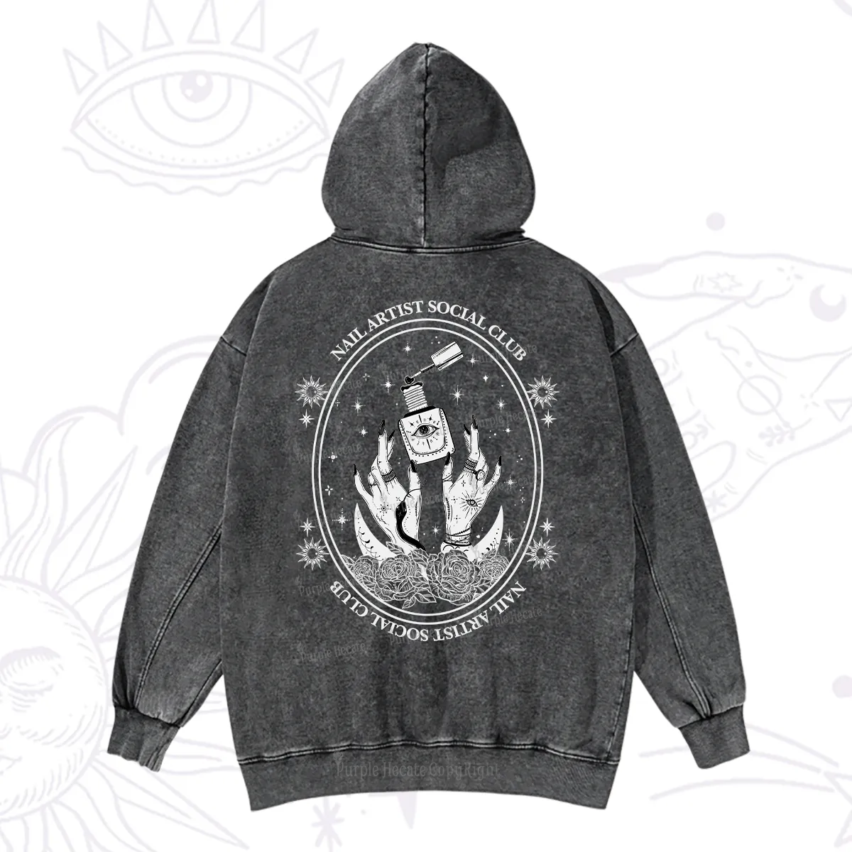 Purplehecate Nail Artist Club Washed Hoodie