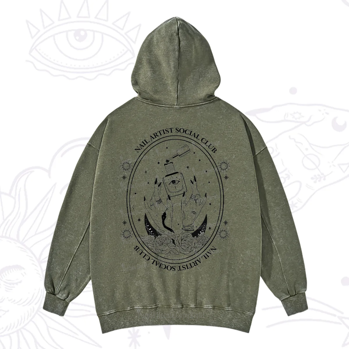 Purplehecate Nail Artist Club Washed Hoodie