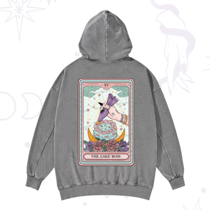 Purplehecate The Cake Boss Tarot Card Washed Hoodie