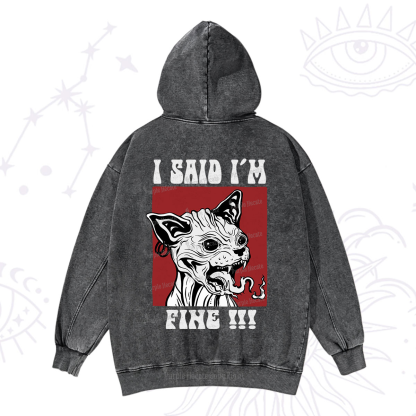 Purplehecate Angry Cat Washed Hoodie