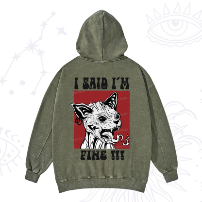 Purplehecate Angry Cat Washed Hoodie